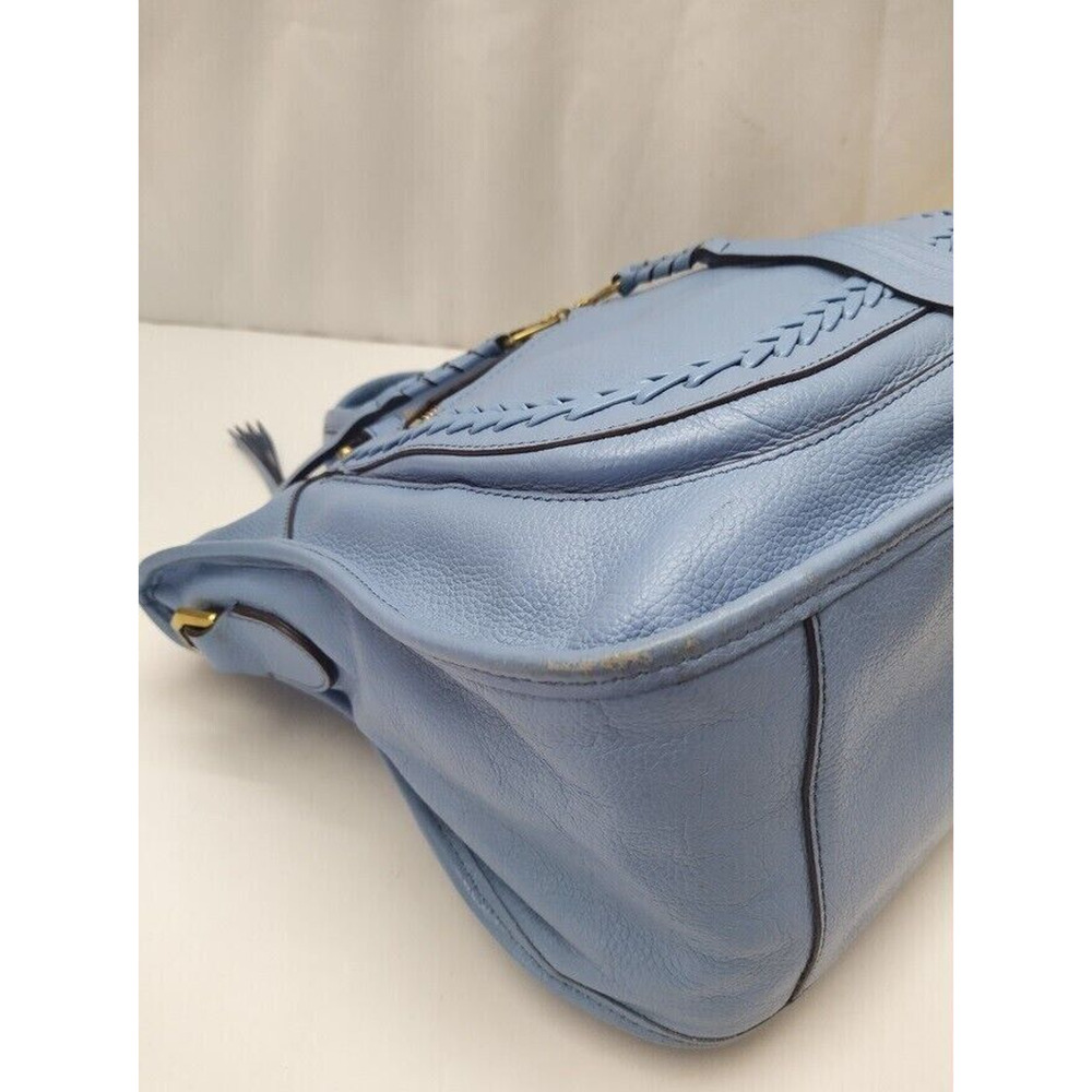 orYANY Sky Blue Pebbled Leather Tassel Zipper Closure Satchel Bag- MSRP $242 - Picture 7 of 16